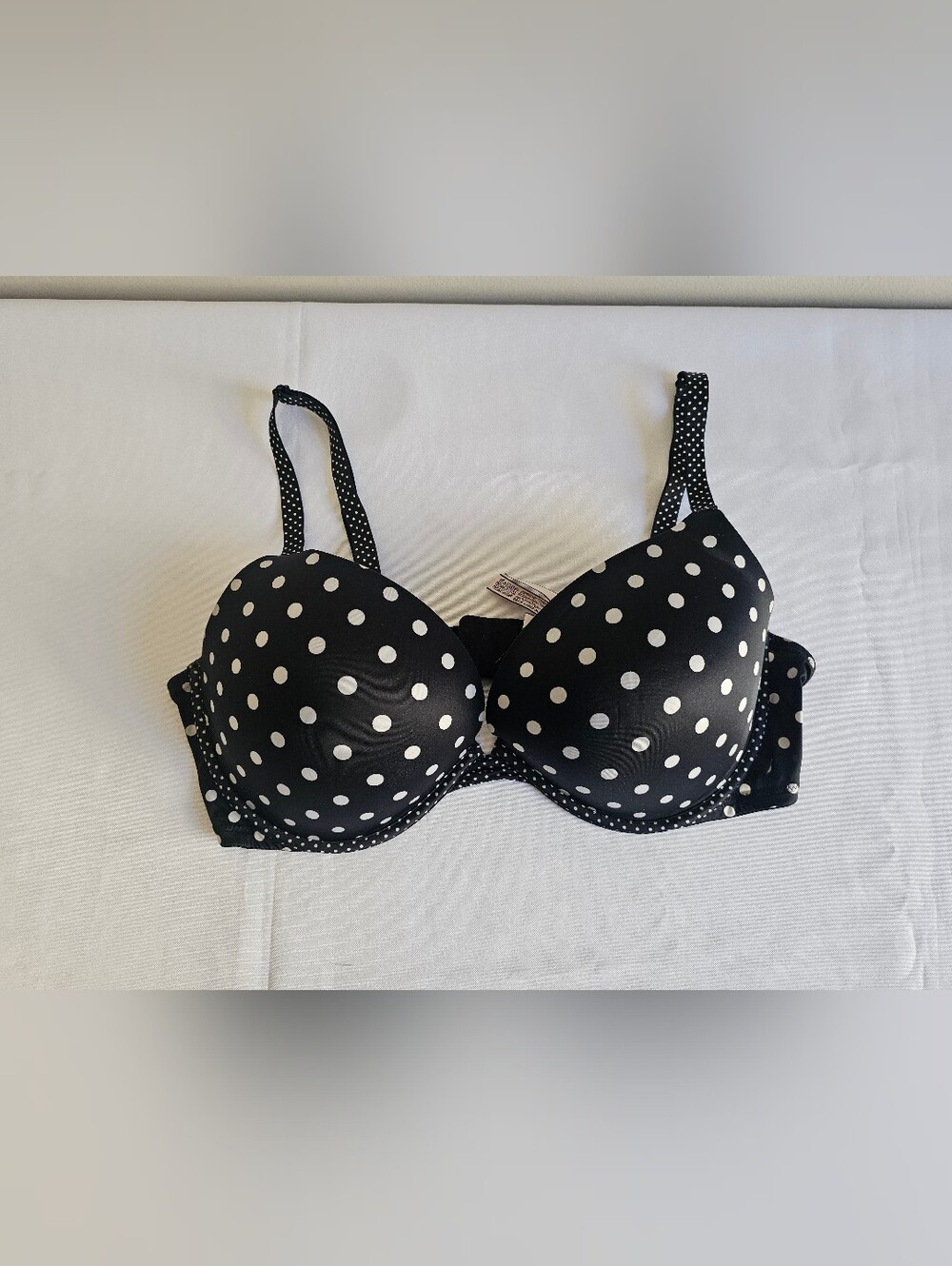 Victoria's Secret Black and White Polka Dot Push-Up Bra